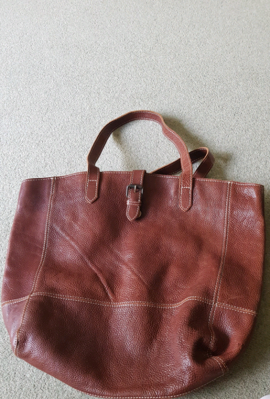 fat face large leather tote bag